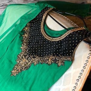 Green and Black Anarkali Suit